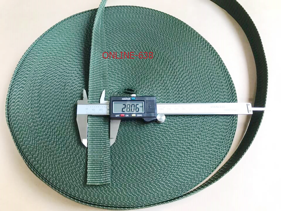 Dây dù dẹp bản 2.8cm  -  Cuộn 45 Mét - Màu xanh rêu