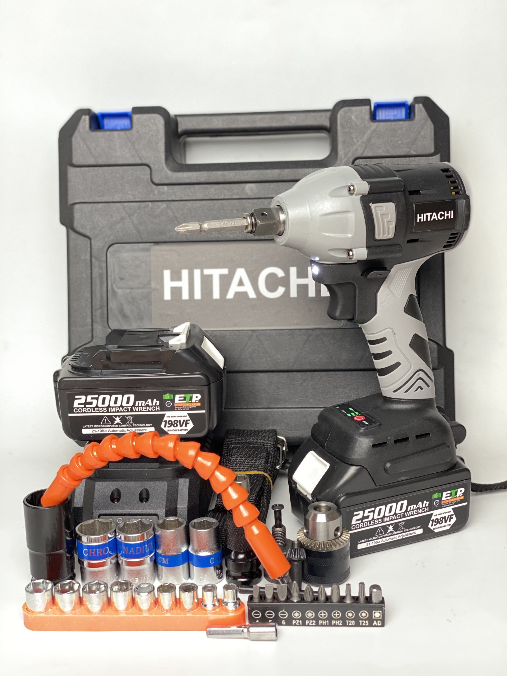 Máy siết bulong HITACHI 198V động cơ không chổi than dùng cho đa năng tặng Full phụ kiện BH 12 tháng