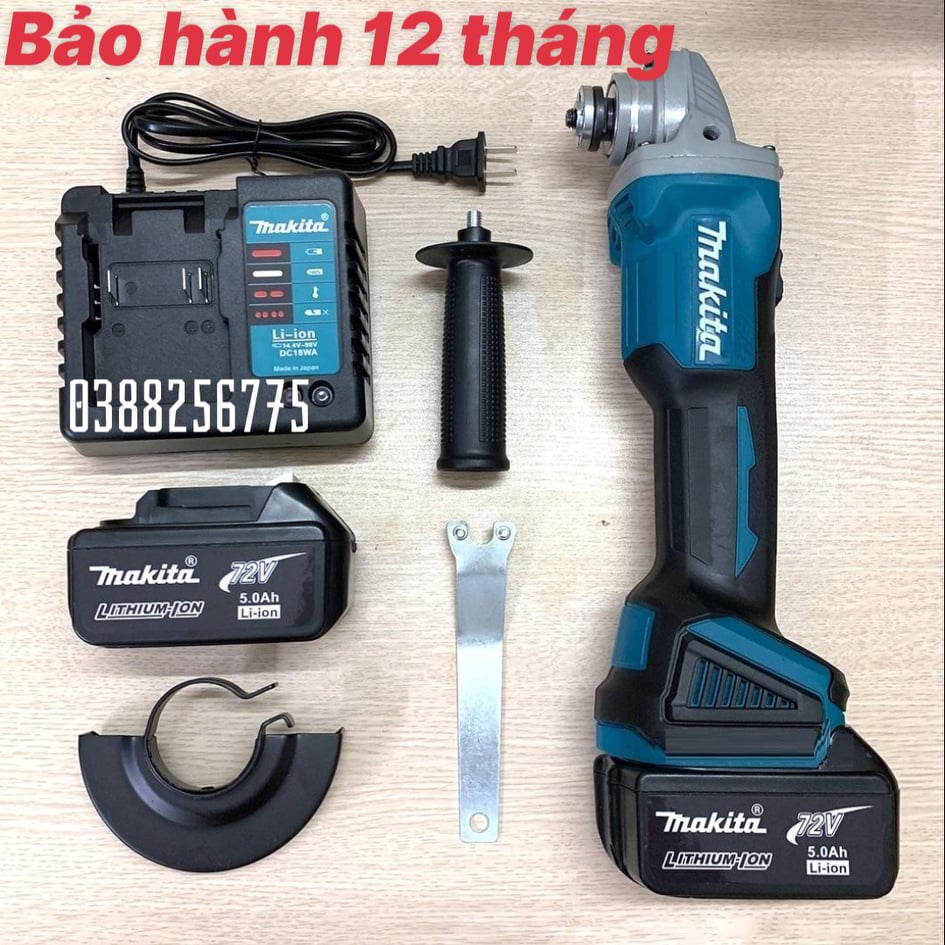 Máy Mài dùng Pin 72V MAKITA KHÔNG CHỔI THAN-Máy Mài Góc ( Kèm 2pin và phụ kiện) BẢO HÀNH 12 thang