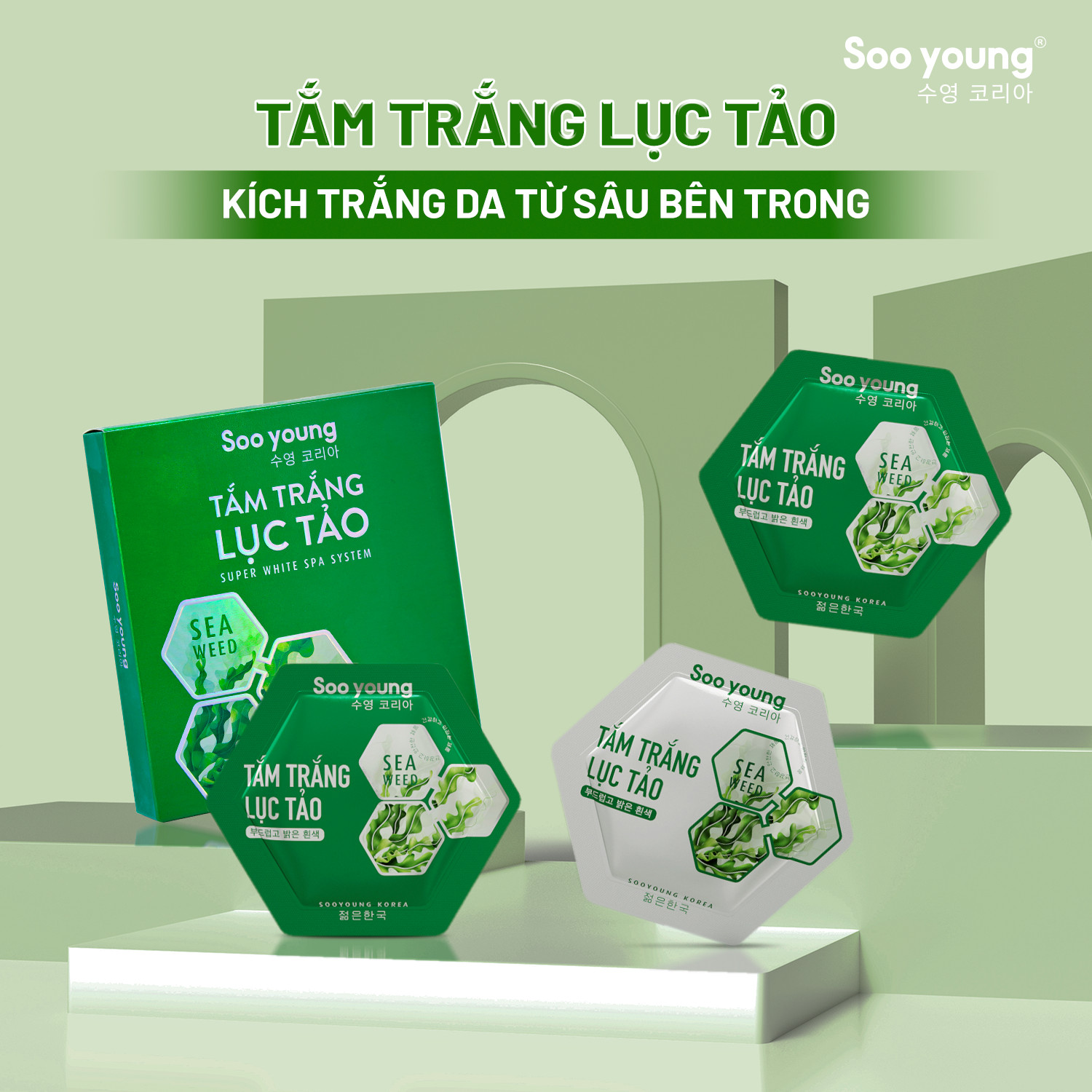 Tắm trắng Lục Tảo SOOYOUNG KOREA (3 gói x 15ml)