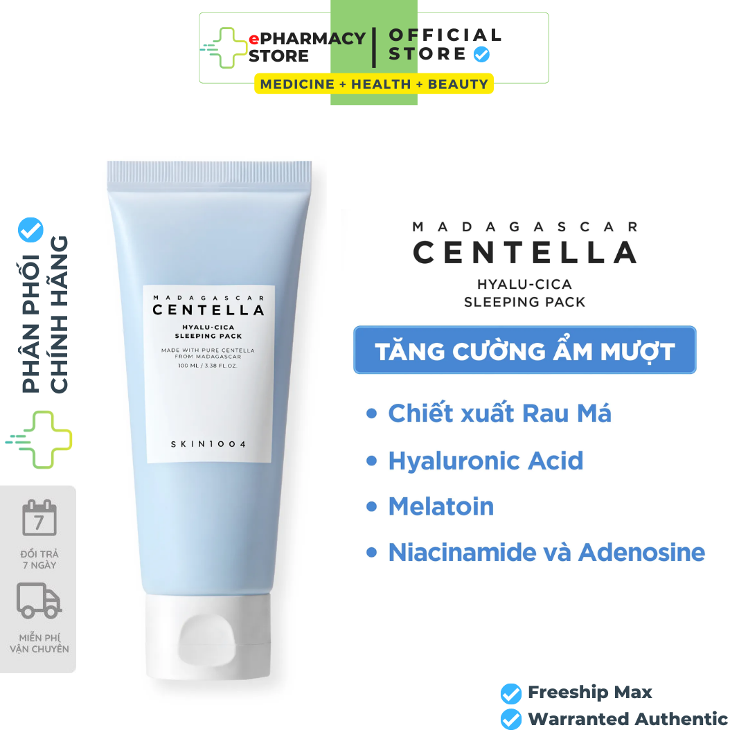 Mask Ngủ Skin1004 Madagascar Centella Hyalu-cica Sleeping Pack Mặt nạ ngủ cấp ẩm, sáng da 100ml