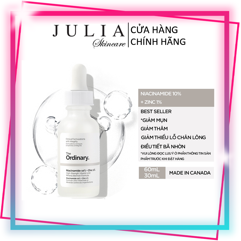 Serum The Ordinary Niacinamide 10% Và Zinc 1% Giúp Cân Bằng Bã Nhờn Làm Sáng Da Thu Nhỏ Lỗ Chân Lông 30ml