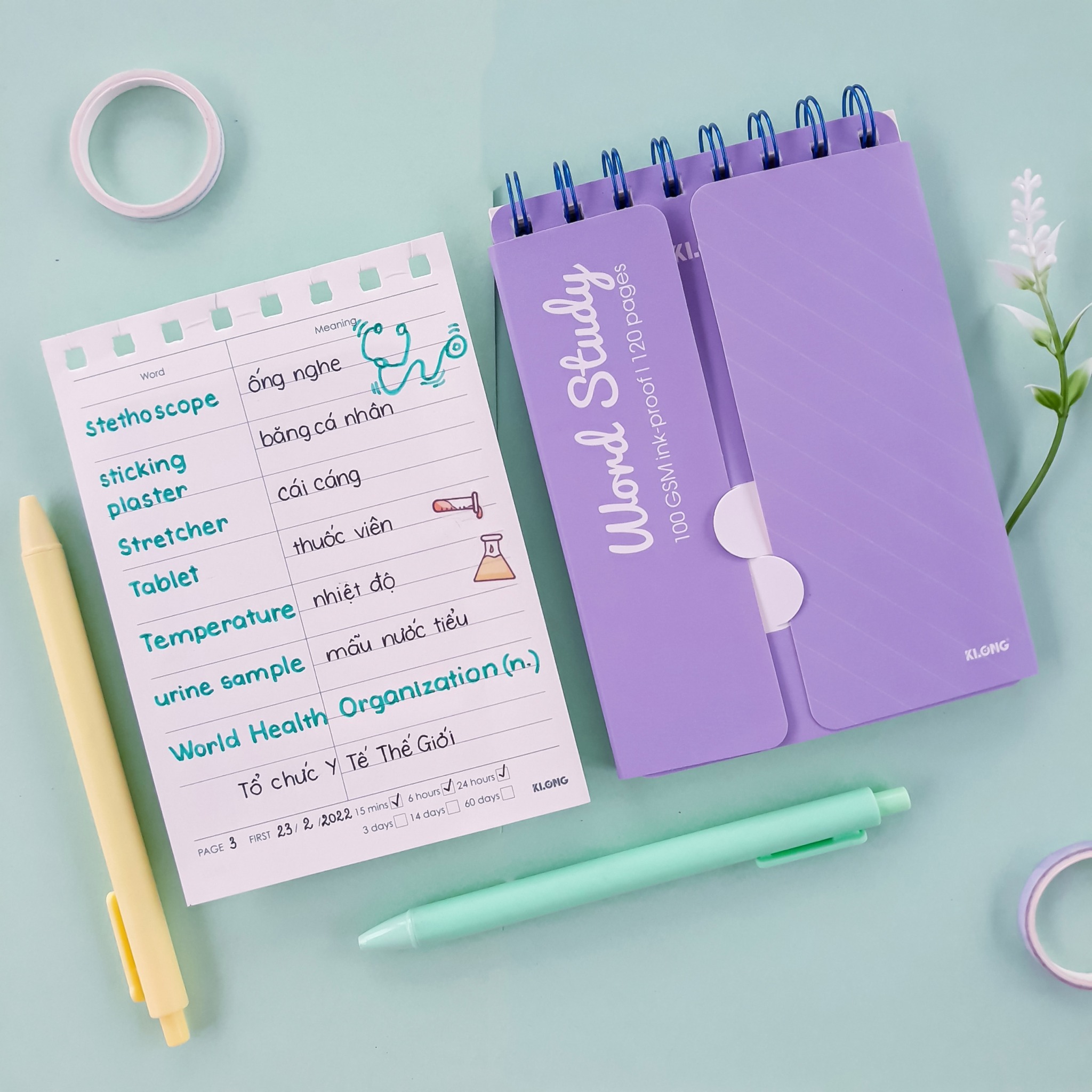 Sổ học từ vựng klong word study a6 120 trang ms 916