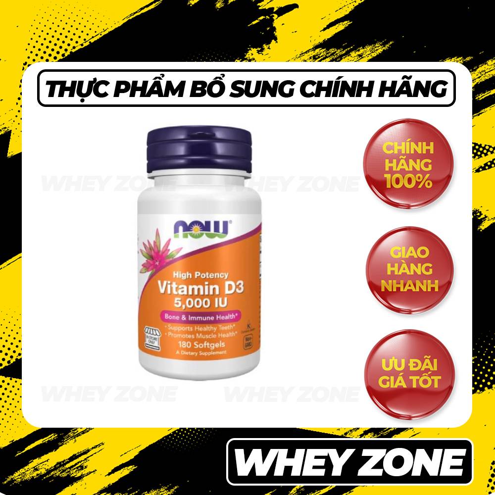 Now High Potency Vitamin D3 5,000 Iu (180 Capsules) - Supports a Healthy Immune System