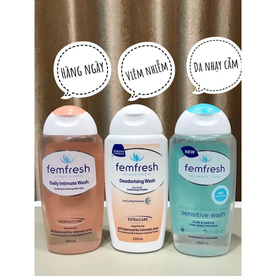 Dung dịch vệ sinh phụ nữ FemFresh Úc Đủ 3 màu