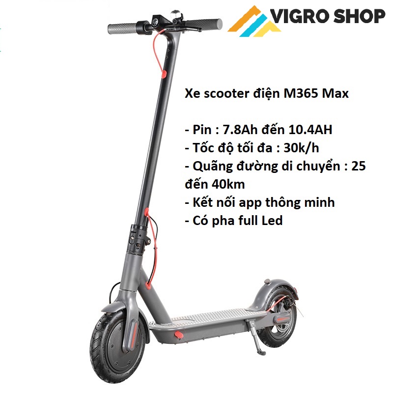Xe scooter điện M365 Pro Max gấp gọn bánh 8.5inch, ba chế độ lái pin 10.4A lần sạc đi được 40km, kết nối app thông minh, tải trọng 150kg