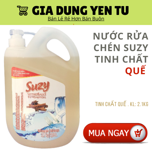 Nước rửa chén bát suzy nhật bản 2,1kg - thành phần hữu cơ 4.9 tinh chất quế gia dụng yến tú
