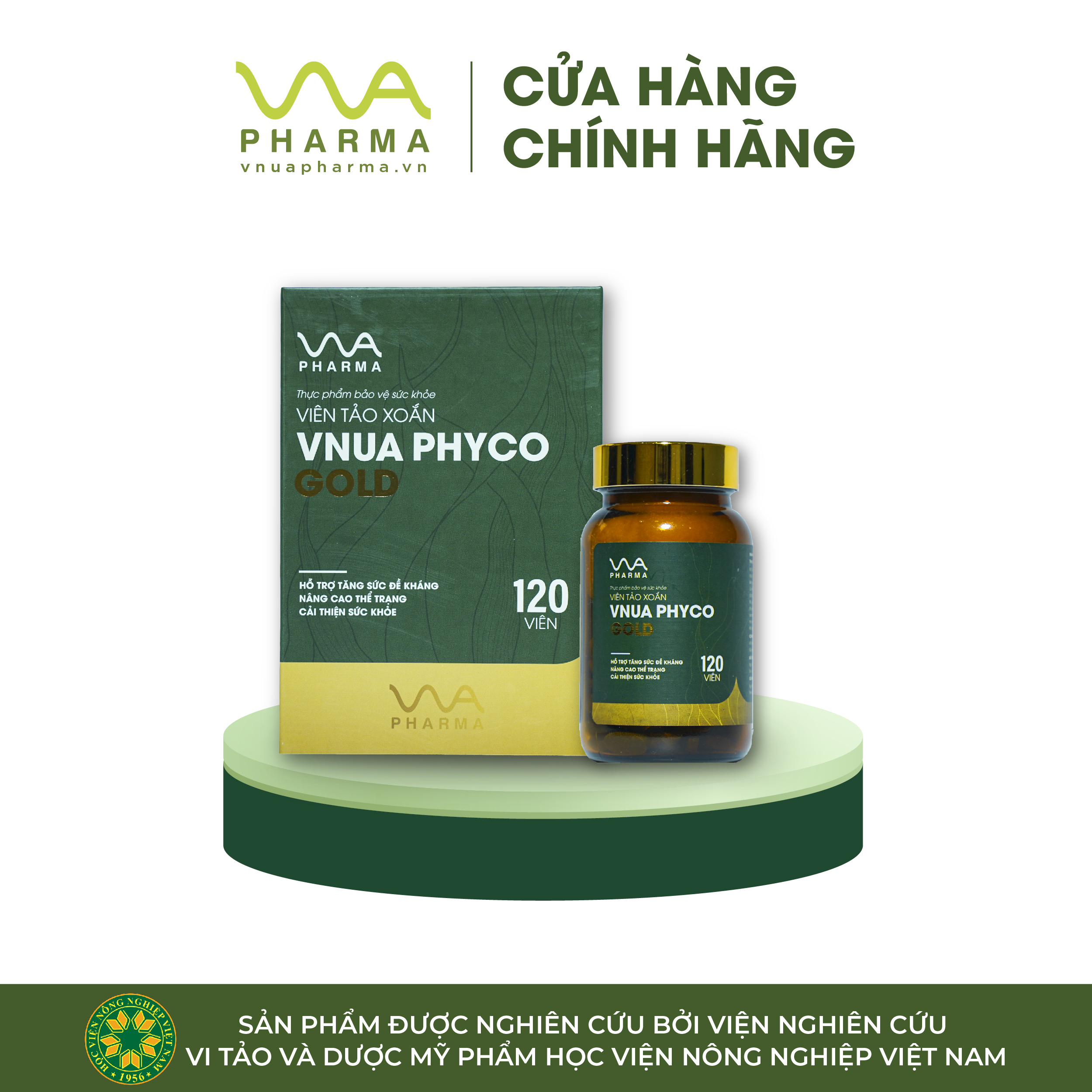 Viên tảo xoắn Spirulina - Tảo xoắn Spirulina VNUAPHYCO GOLD giúp trắng da, mịn da, giảm cân và tăng cường hệ miễn dịch