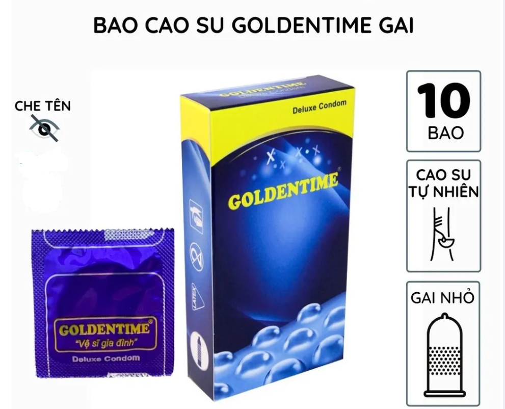Bao cao su Goldentime, có gai hộp10 chiếc
