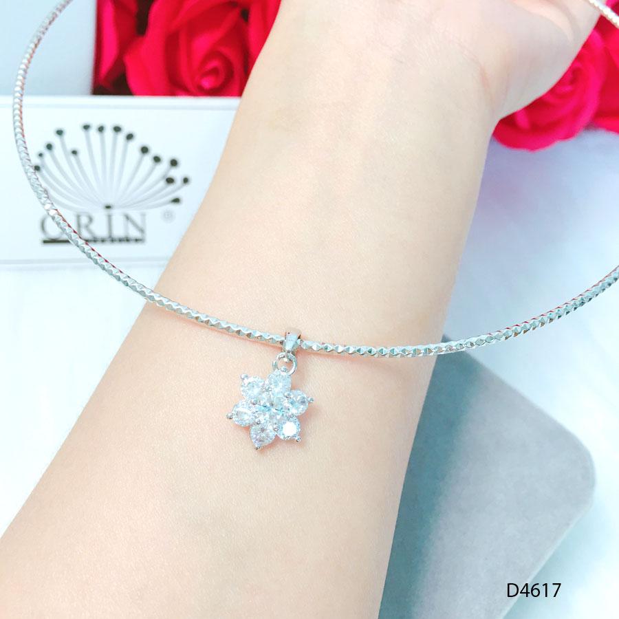Kiềng bạc, kiềng cổ bạc mặt hoa tuyết thiết kế cao cấp Orin D4617 - Long Tien