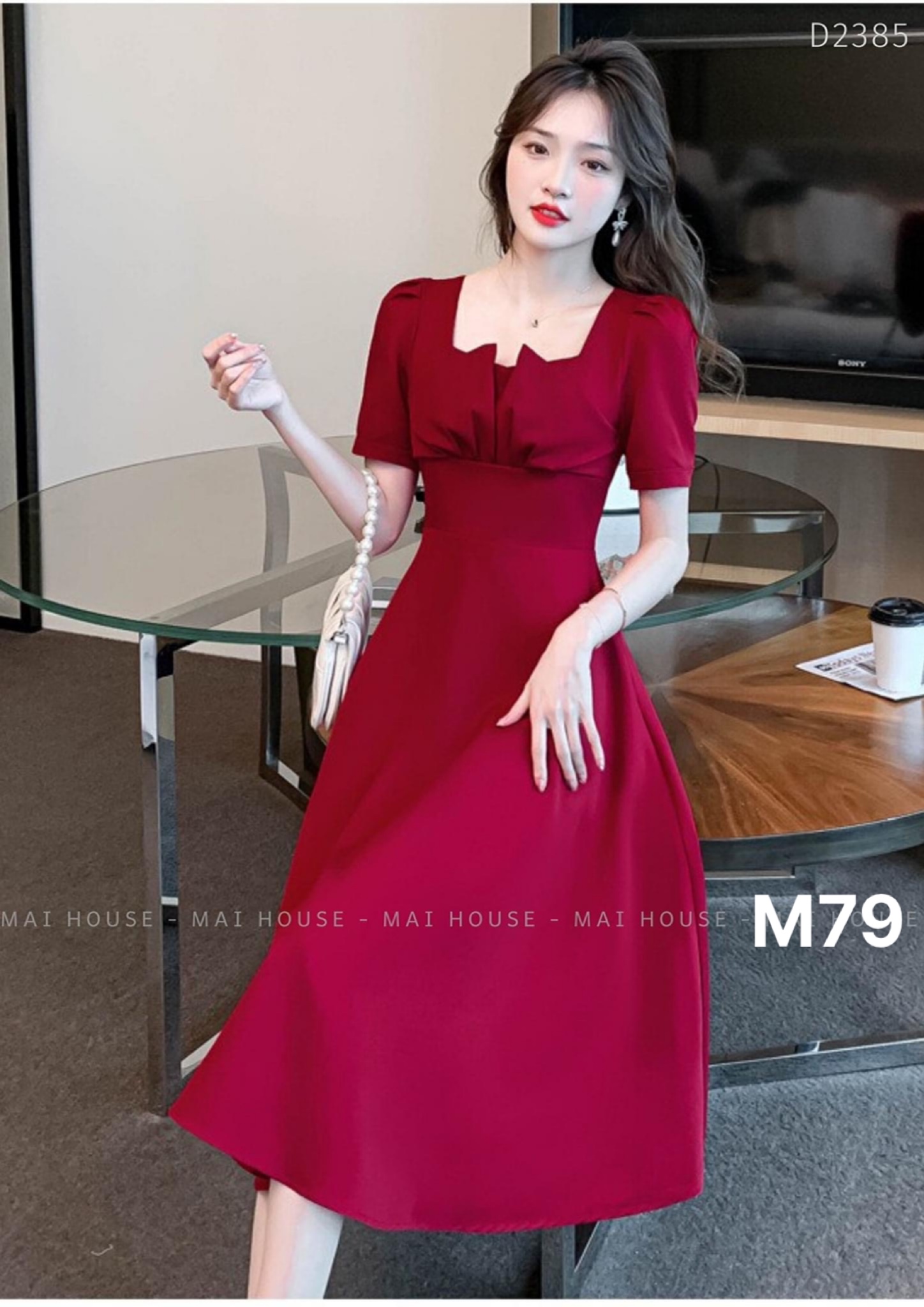 Đầm maxi dự tiệc umi tay ngắn có mút ngực m79