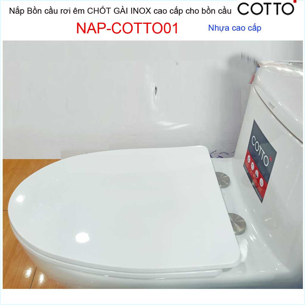 Nắp đậy cho bồn cầu 1 khối Cotto Thailand , nắp bồn cầu khối NAP-COTTO01 nhựa dày siêu bóng