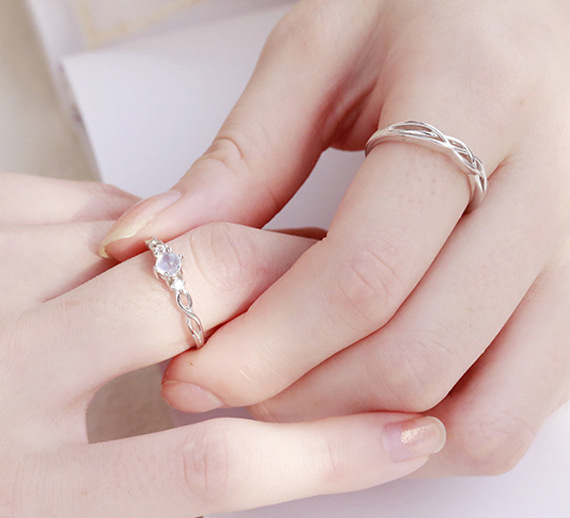 Nhẫn cặp chất lượng bạc 925 | Nhẫn cặp tình yêu đính kim cương Xinh Xắn Cá Tính Cho đôi bạn trẻ