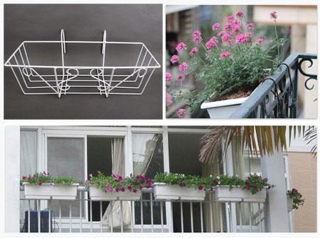 Móc treo ban công kèm chậu màu trắng 48x21x16 cm