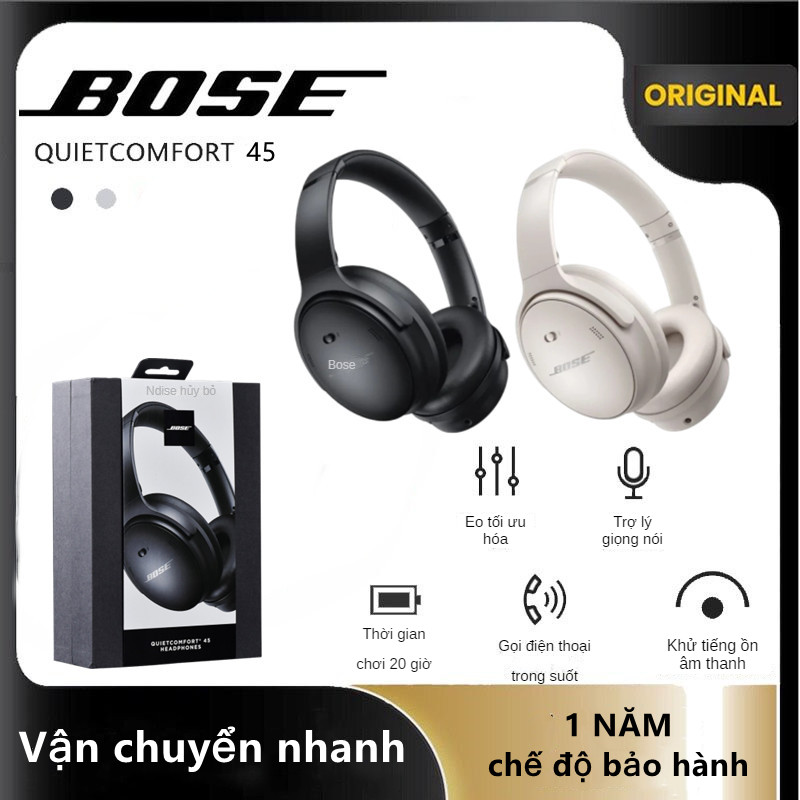 Tai Nghe Chụp Bose QuietComfort 45 Không Dây Chồng Ồn Bluetooth Pin Đến 12 Giờ, Có Thể Gấp Gọn, Có Mic