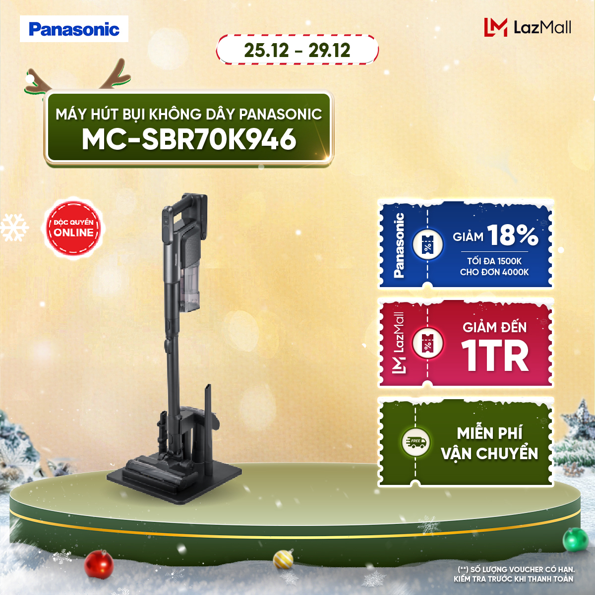  Máy hút bụi không dây Panasonic MC-SBR70K946 - 135W - Hàng chính hãng 