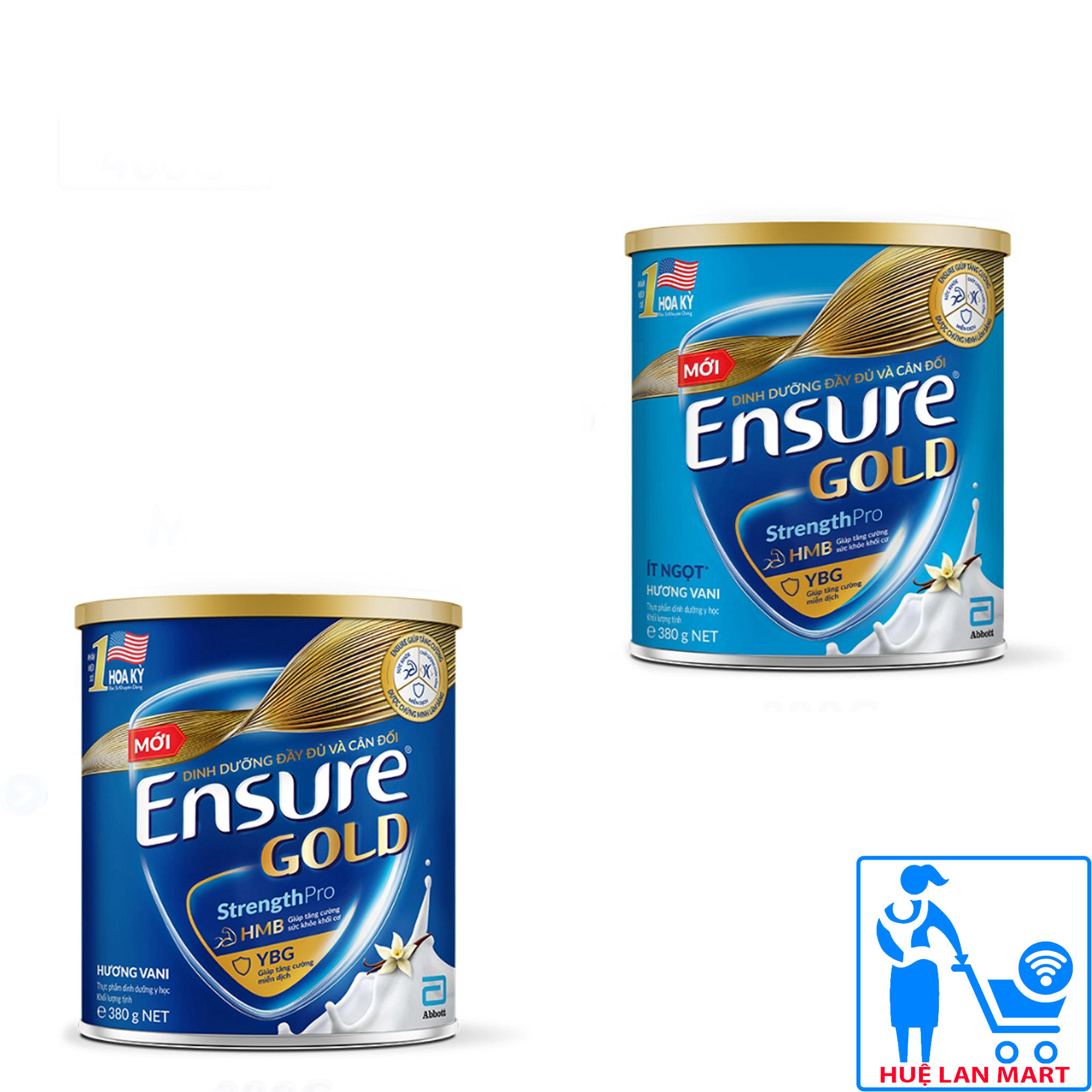 Sữa bột abbott ensure gold hmb hương vani / vani ít ngọt 380g