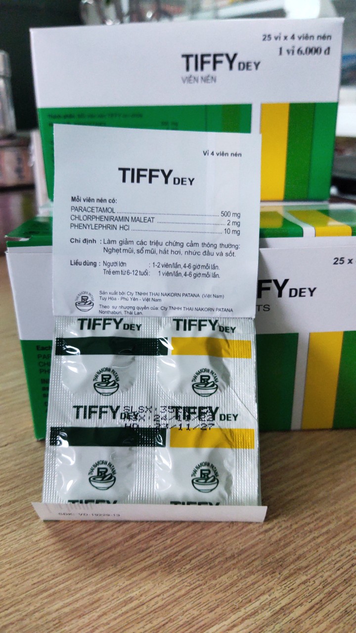 SALE 1 VỈ TIFFY CẢM CÚM SỔ MŨI NGẠT MŨI