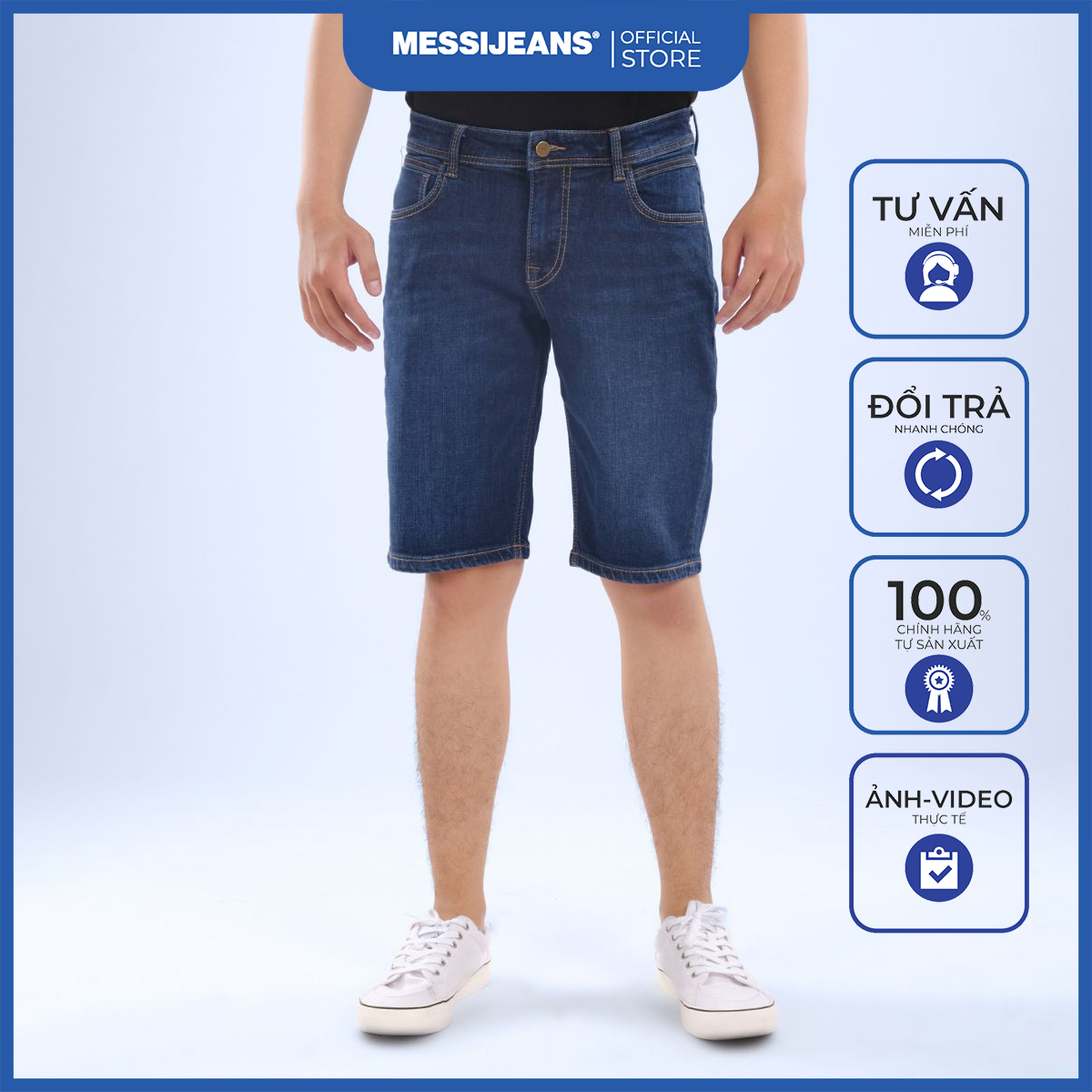 Quần short jeans nam năng động messi mjb0195