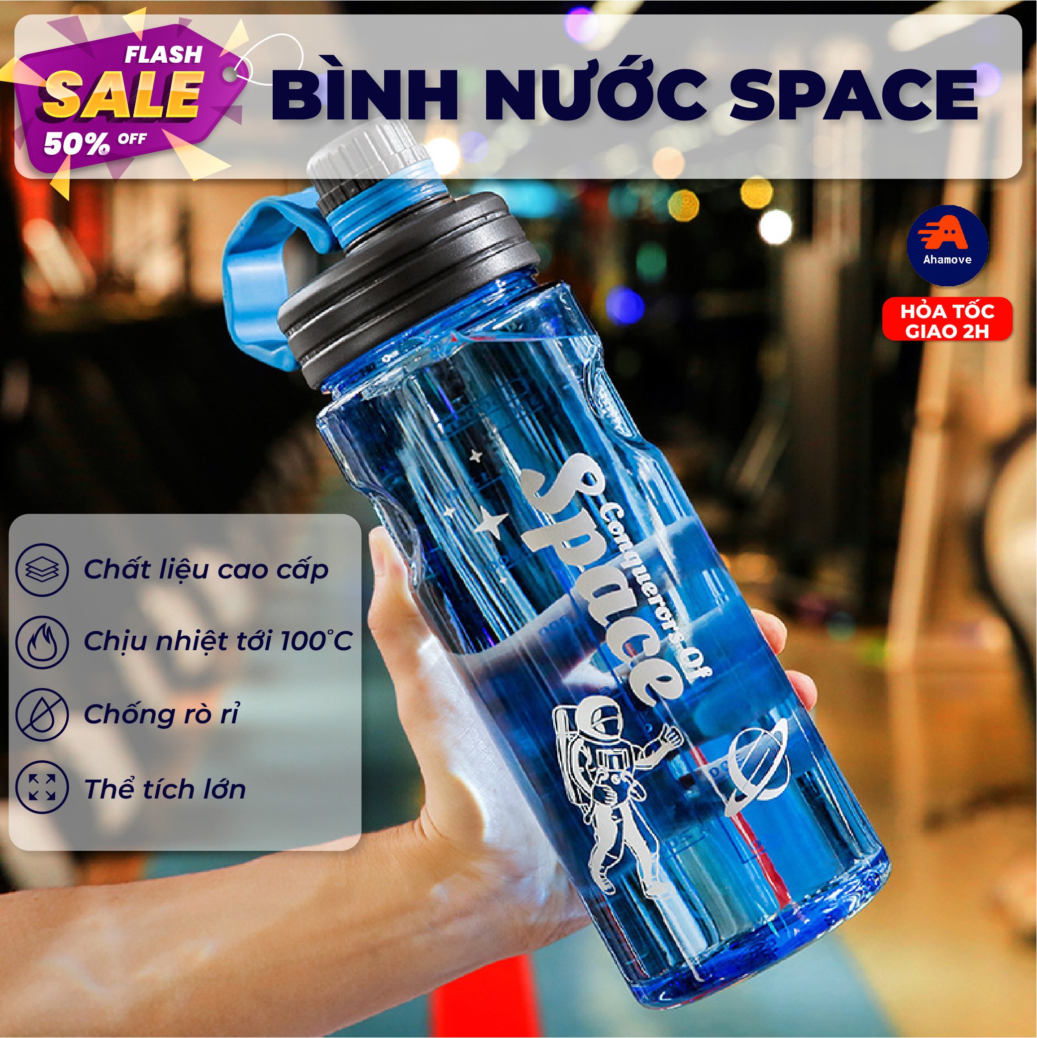 Bình nước 2 lít, bình nước thể thao dung tích lớn, bình đựng nước thể thao dung tích 2 lít, bình nước thể thao bằng nhựa cao cấp