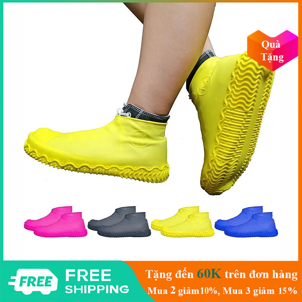 Bọc giày đi mưa silicon co giãn đáy chống trượt phù hợp với tất cả các loại giày dép - GD0539