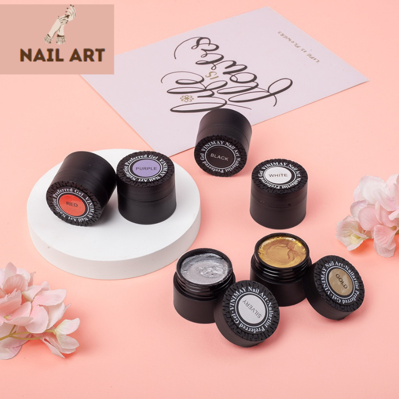 Gel Nhện, Gel Mạng Nhện Nhũ Vinimay Trắng Đen Vẽ Nail Cao Cấp, Gel mạng nhện trơn chất đậm đặc sợi siêu dai
