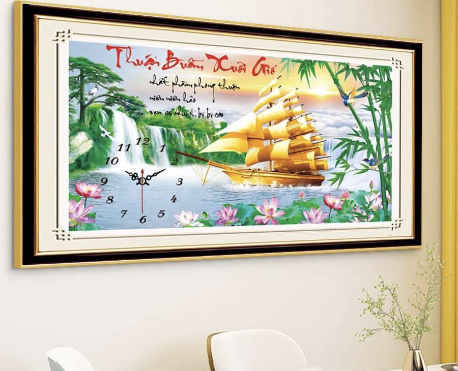 Tranh đính đá Thuận buồm xuôi gió LV089 (90x50cm)- Tranh chưa đính dá