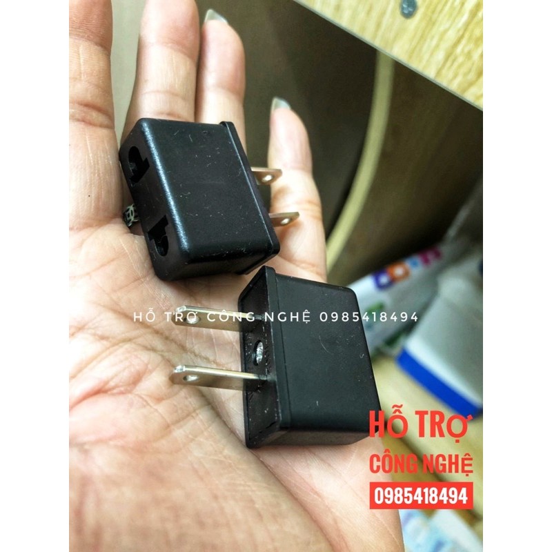 Phích cắm điện chuyển đổi từ 2 chân tròn sang 2 chân dẹt. báo giá 1 cái