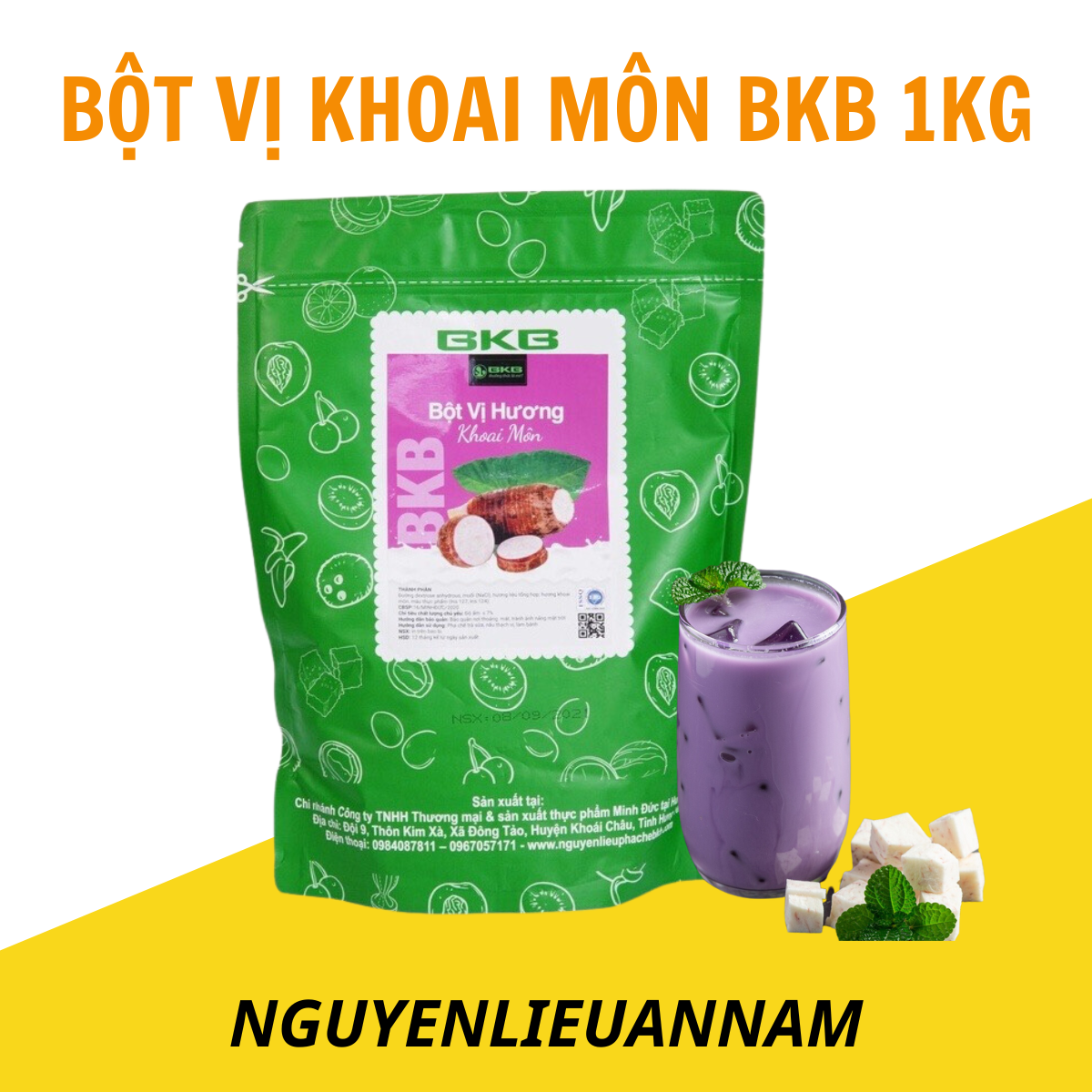 Bột vị Khoai môn BKB túi 1kg pha trà sữa khoai môn thơm ngon, màu đẹp