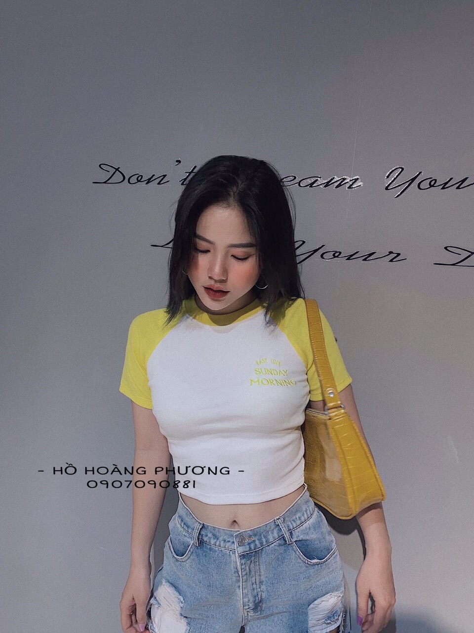 Áo gân croptop phối tay màu cực chất TTSA0248