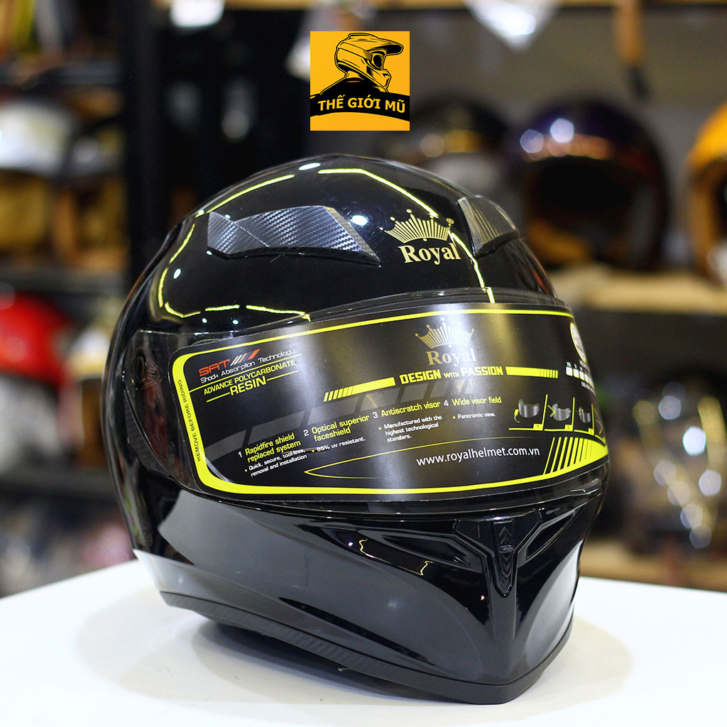 Mũ bảo hiểm full face Royal M138 đen bóng,nón bảo hiểm cả đầu chính hãng bảo hành 12 tháng Thế giới mũ bảo hiểm