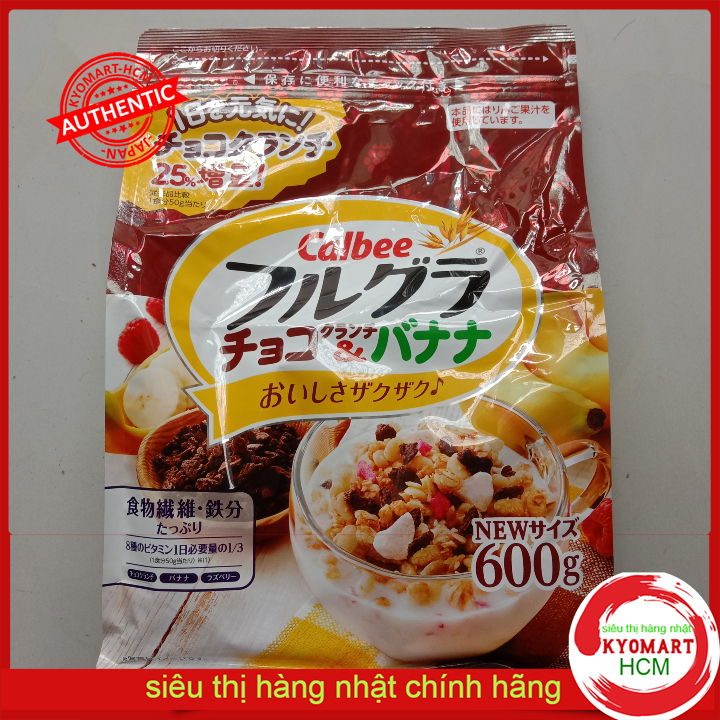 [HCM]Ngũ cốc trái cây Calbee Nhật Bản [Màu Nâu vị chocola chuối 600g t10/2024]