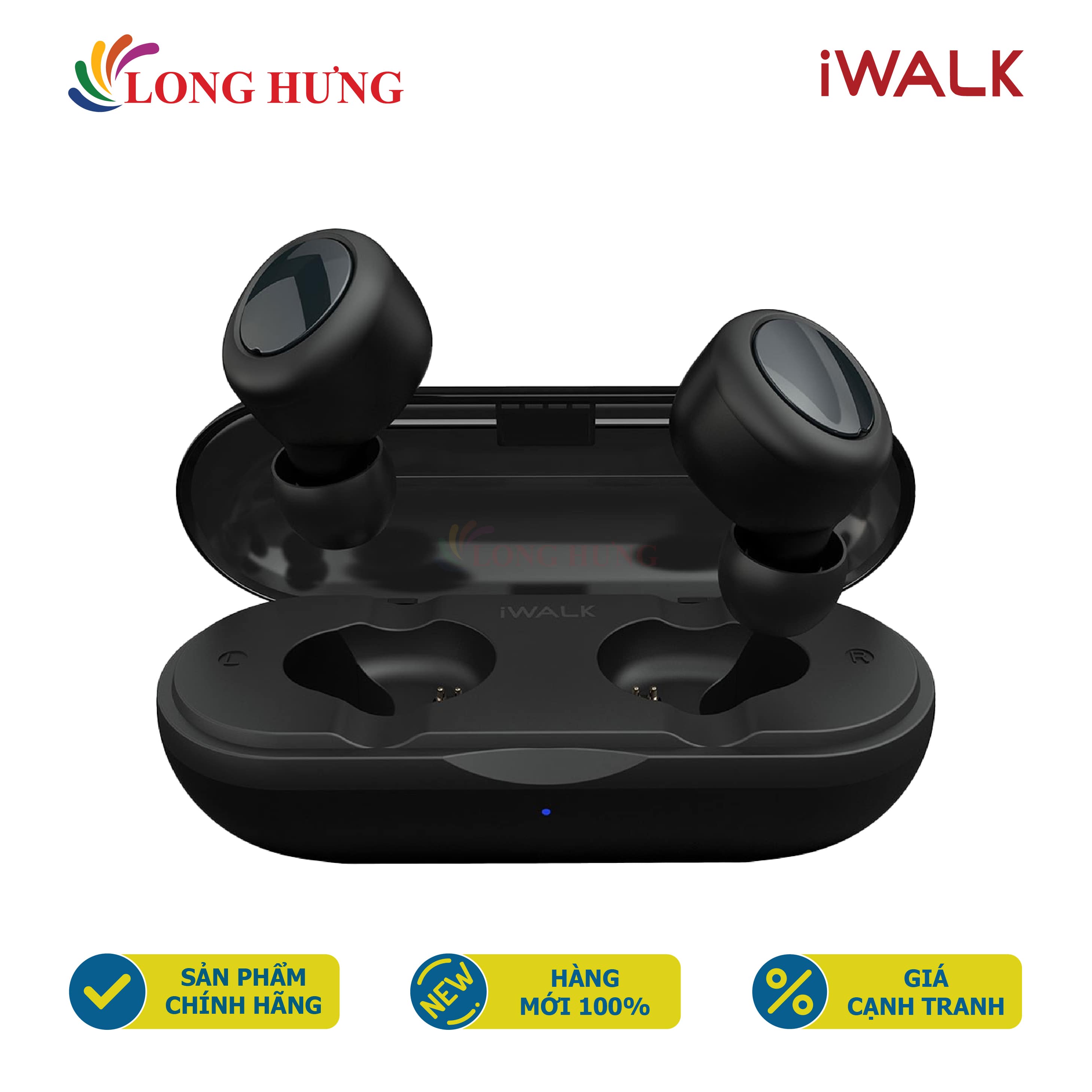 Tai nghe Bluetooth True Wireless iWalk Amour Air Duo BTA002 - Hàng chính hãng - Âm thanh tuyệt hảo Dung lượng Dock sạc 480mAh Kết nối Bluetooth 5.0 Chống ồn hiệu quả