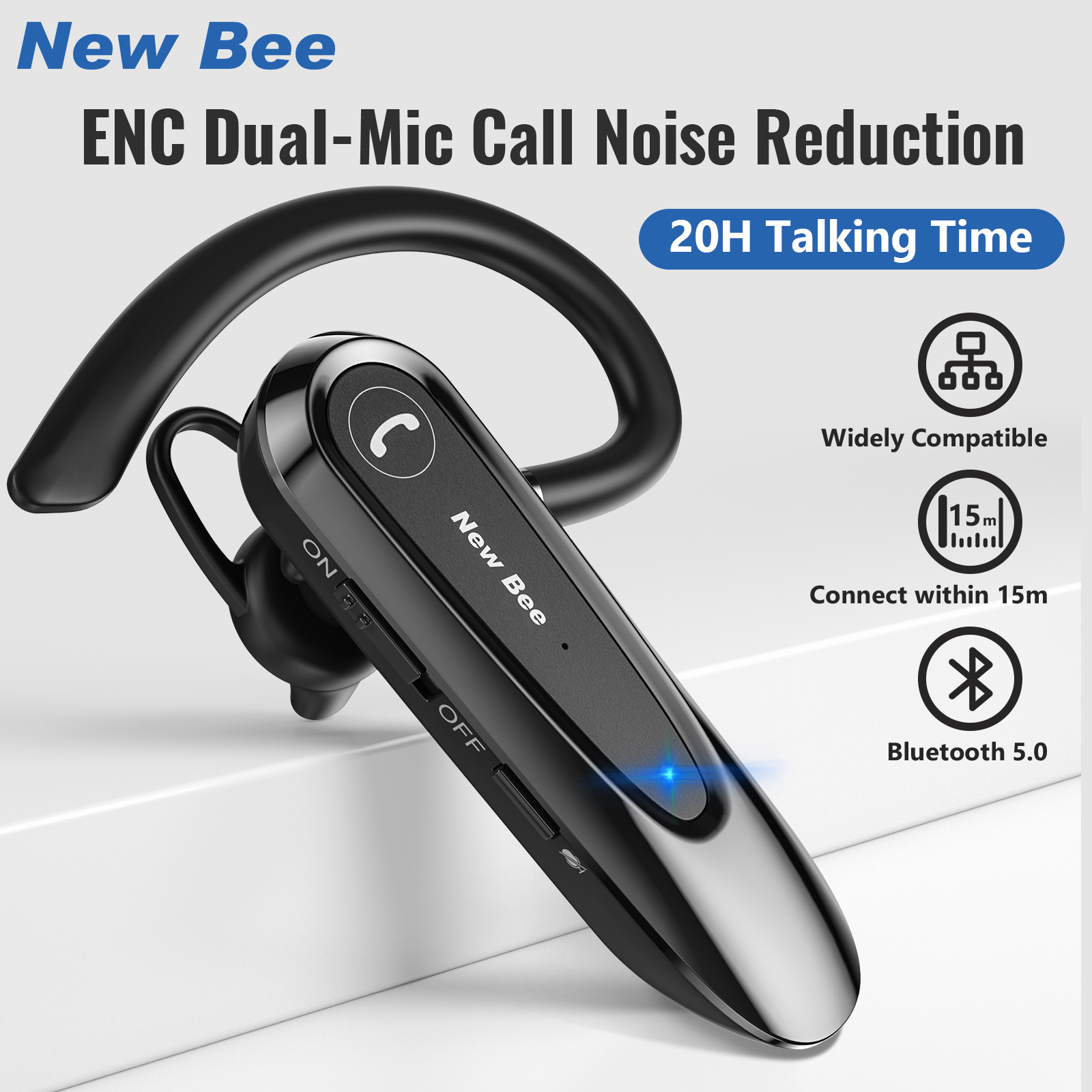 New Bee LC-B45 Tai nghe Bluetooth Giảm tiếng ồn Tai nghe không dây Bluetooth 5.0 20 giờ Thời gian nói chuyện Tai nghe không dây Tai nghe không dây Bluetooth Earphones