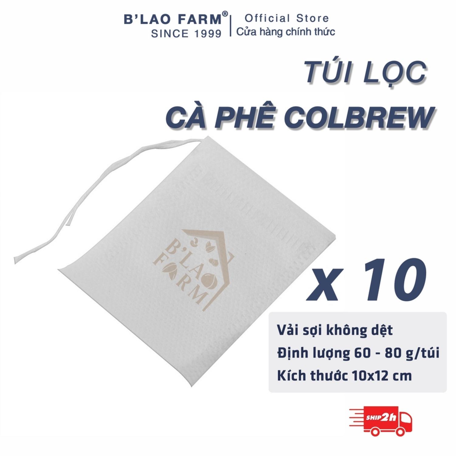 COMBO 10 túi lọc ủ lạnh cà phê coldbrew B'Lao Farm làm bằng vải không dệt có dây rút phù hợp để lọc trà & cà phê ủ lạnh