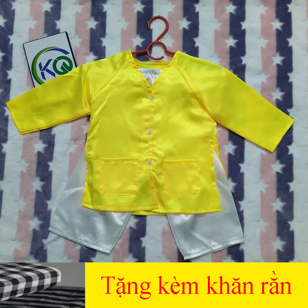 Combo Bộ quần áo Bà Ba màu Vàng và Khăn Rằn