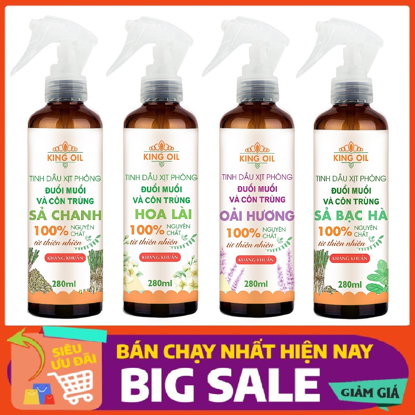  Bình xịt phòng 280ml tinh dầu Sả Chanh  Bạc Hà  Cam  Oải hương  Bưởi  Quế  hoa Lài  Quýt  tràm huế  Trầm  hoa Hồng  Lavender  Ngọc Lan Tây   cà phê 