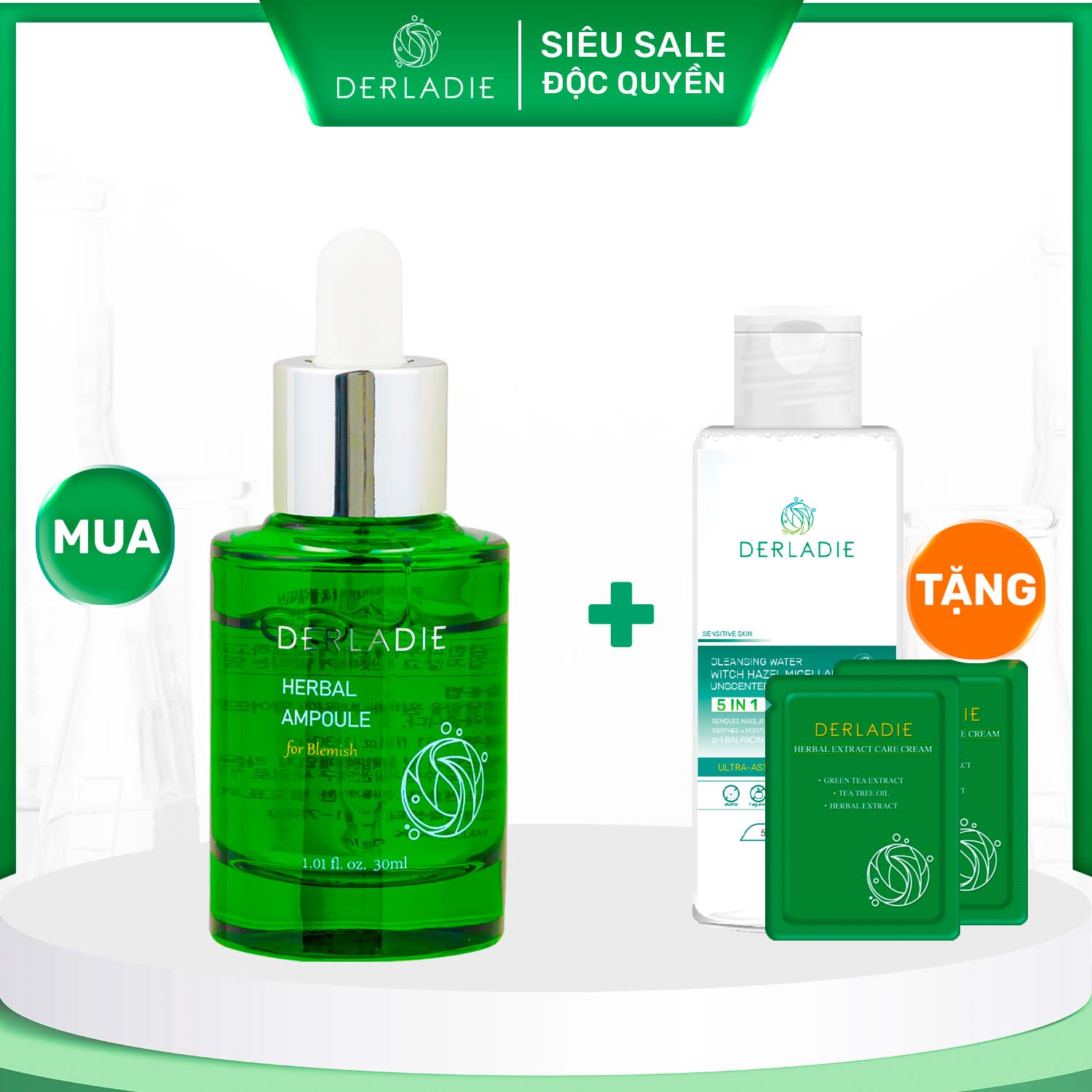 Serum Tràm Trà Giảm Mụn Sau 14 Ngày Derladie Herbal Ampoule For Blemish 30ml