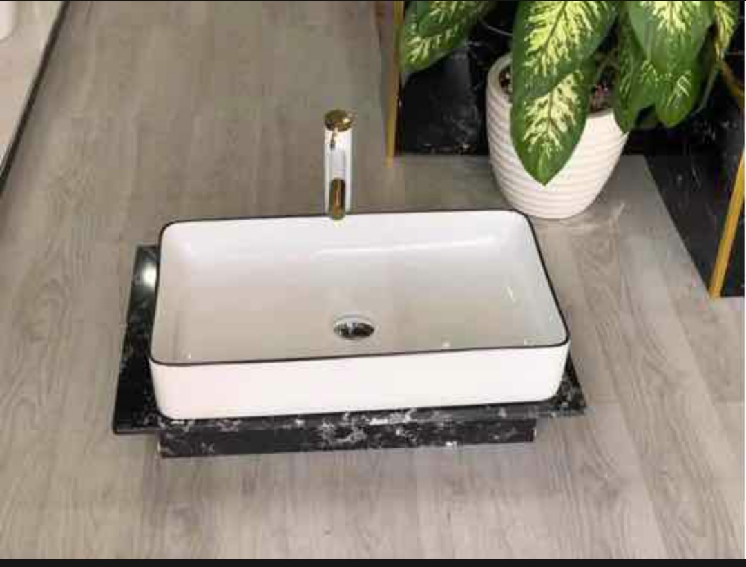 [HCM]LAVABO CHỮ NHẬT PHỐI ĐEN HOẠ TIẾT - LAVABO CHU NHAT