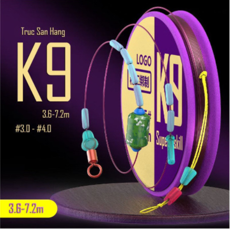 Trục Câu Đài Buộc Sẵn K9 Hàng Cao Cấp Buộc Sẵn, Cước Câu Cá Tàng Hình Đủ Kích Cỡ DT09 - Sanami Fishing