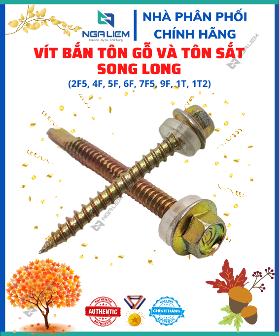 Vít bắn tôn gỗ và tôn sắt song long 2f5, 4f, 5f, 6f, 7f5, 9f, 1t, 1t2