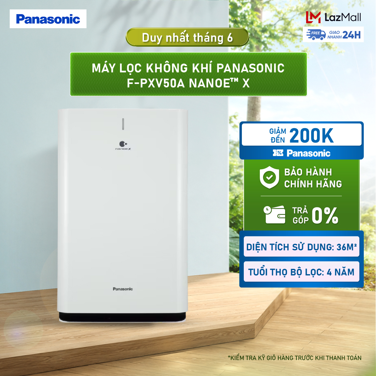 Máy lọc không khí Panasonic F-PXV50A nanoe™ X - Bộ lọc HEPA- Hàng chính hãng