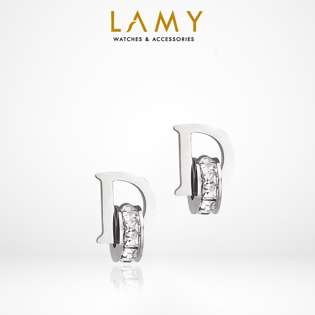 Khuyên tai nữ cde d-shaped earrings silver cde3019sv