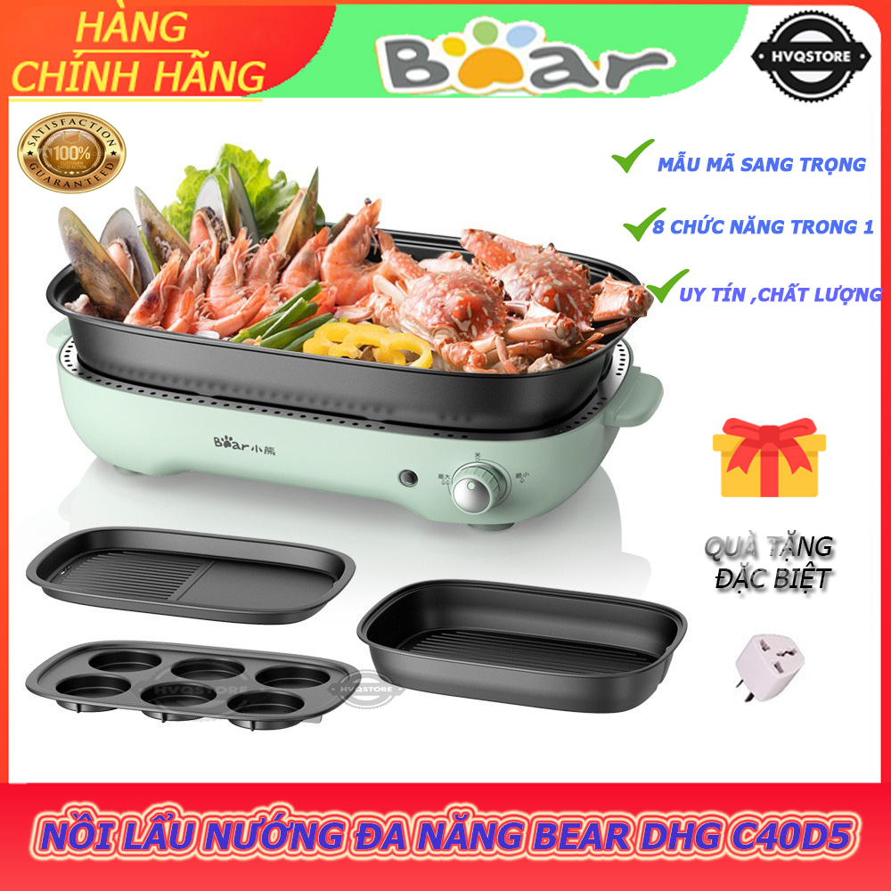 Nồi lẩu nướng đa năng bear dhg c40d5 8 chức năng trong 1