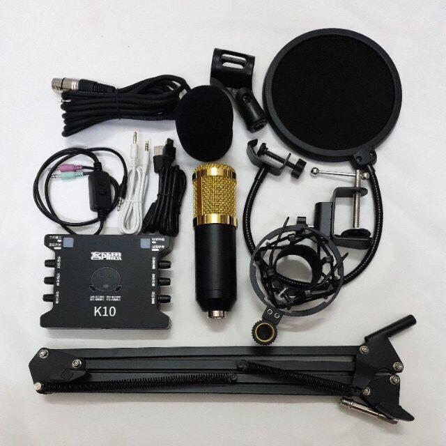 Combo mic thu âm live stream ks108+BM800+chân kẹp màng lọc