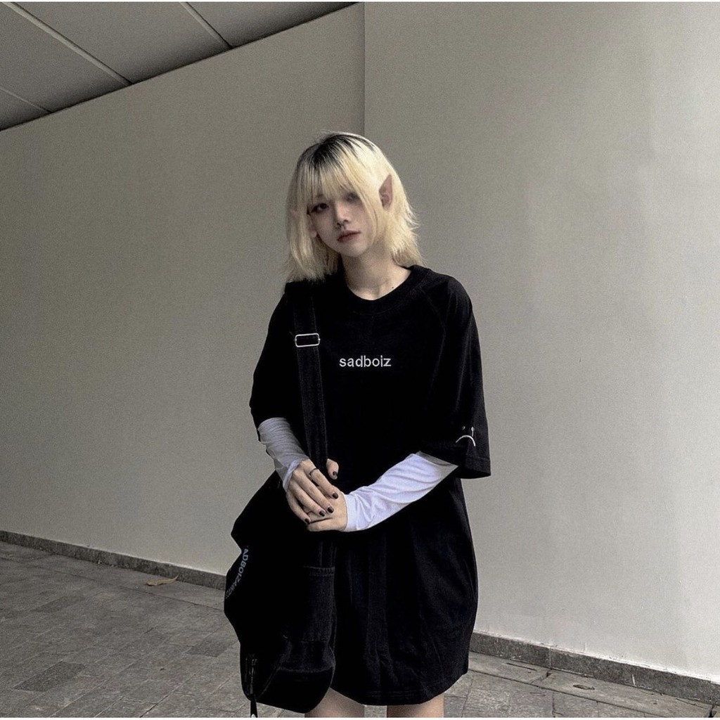 Áo thun nam nữ sadboiz signature form rộng unisex - kiểu áo phông tay lỡ form rộng ulzzang leevin store