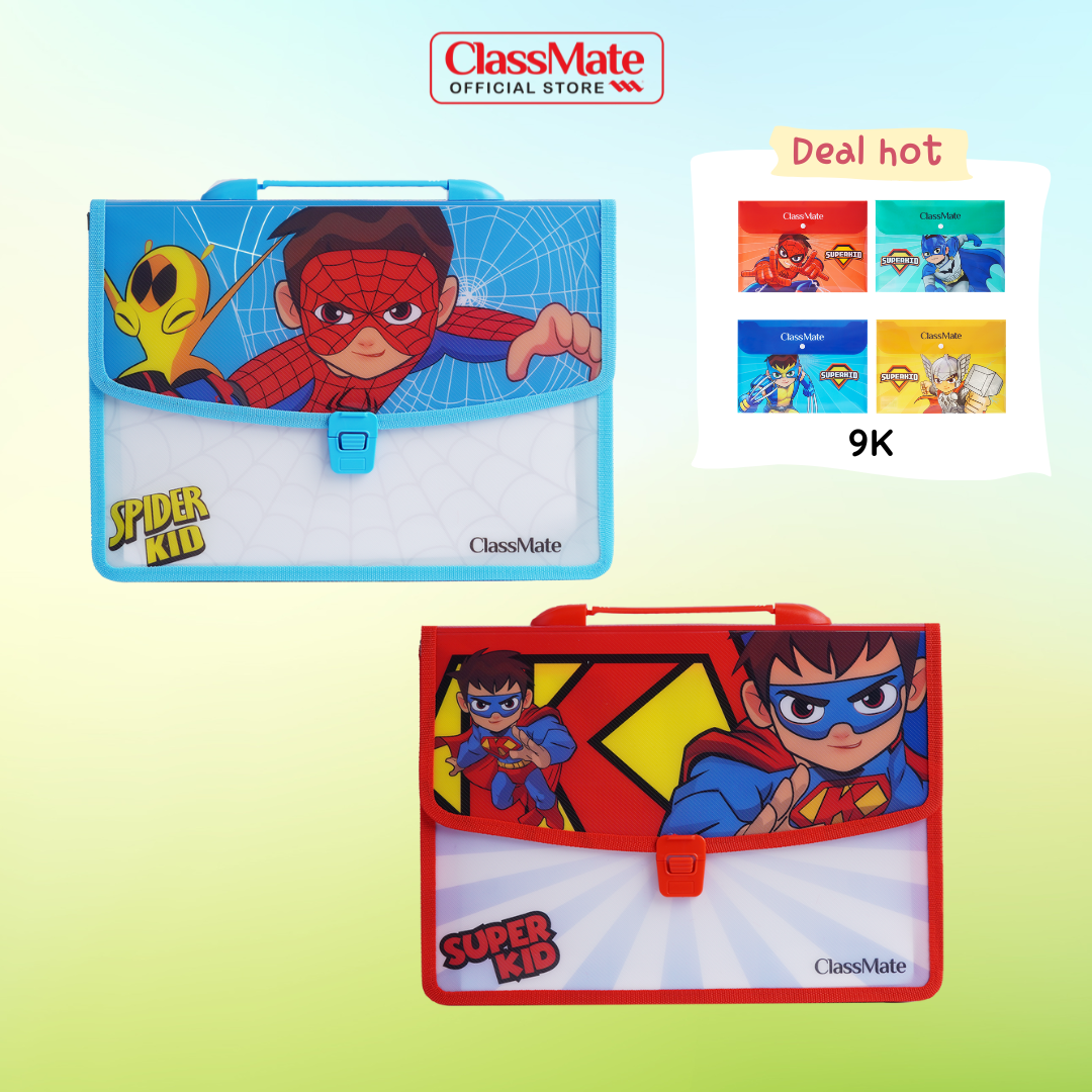 Cặp Nhựa Classmate 2 Ngăn Cho Bé Hình Siêu Nhân, Cặp Học Thêm Nhựa Nguyên Sinh An Toàn SB05-SK