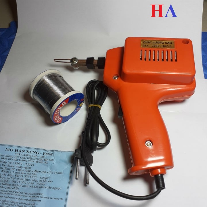 Mỏ Hàn Xung máy hàn xung hàn thiếc hàn chì nóng chảy cực nhanh Lõi Đồng 220VCC ( TẶNG THIẾC HÀN 100G )