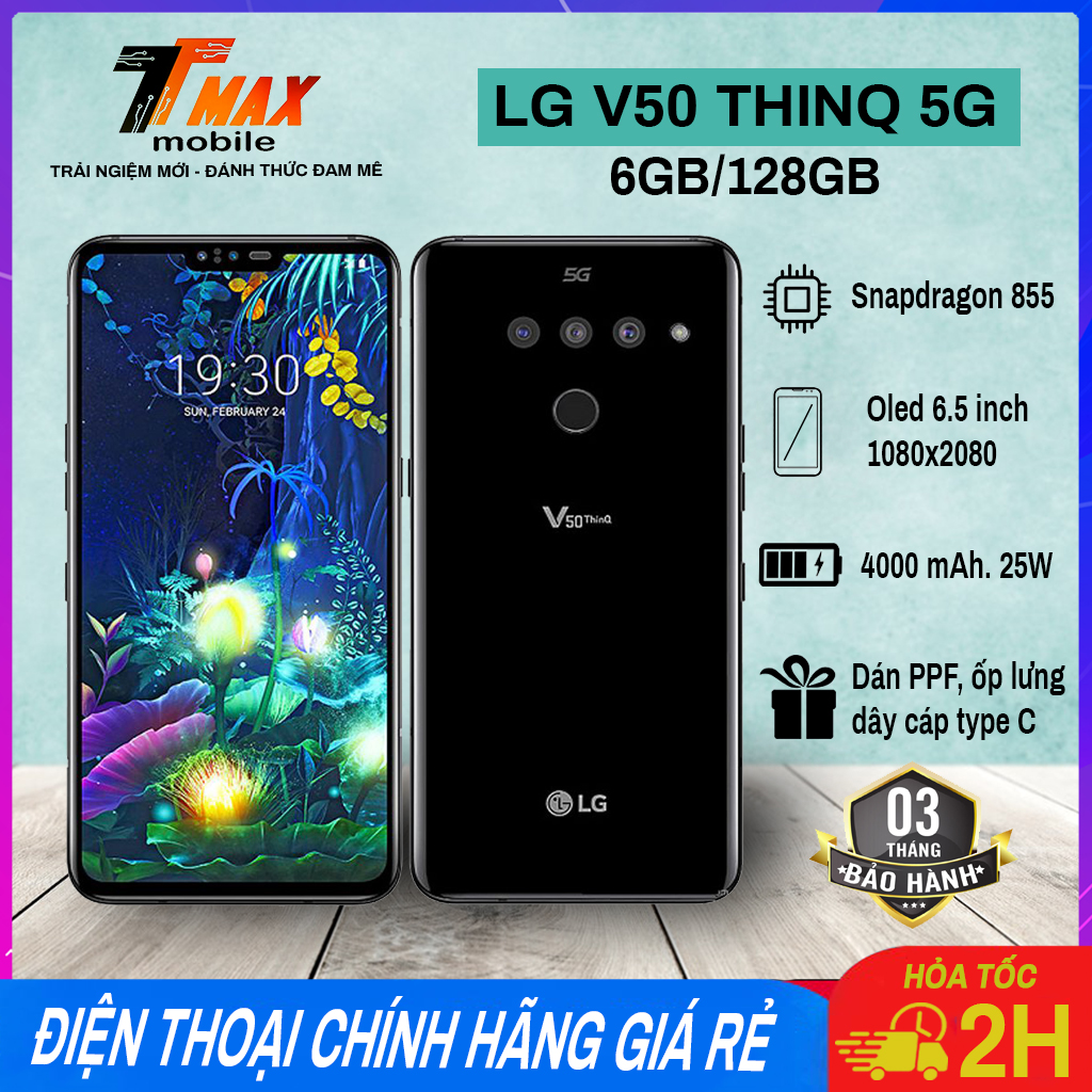  Điện thoại LG V50 ThinQ 5G Snapdragon 855 6GB 128GB màn hình 6.4inch 2k 3camera cực đẹp 