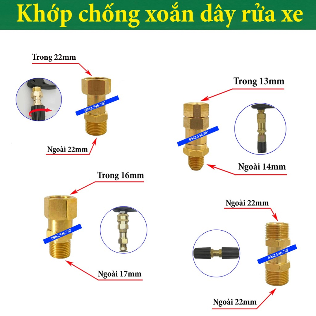 Khớp chống xoắn xoay 360 độ chống xoắn dây áp lực cao - phụ kiện máy rửa xe